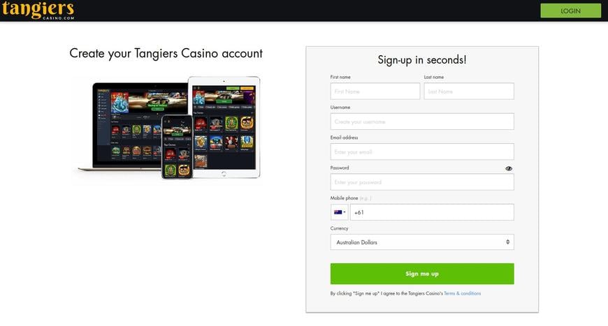 Signup Procedure at Tangiers Casino