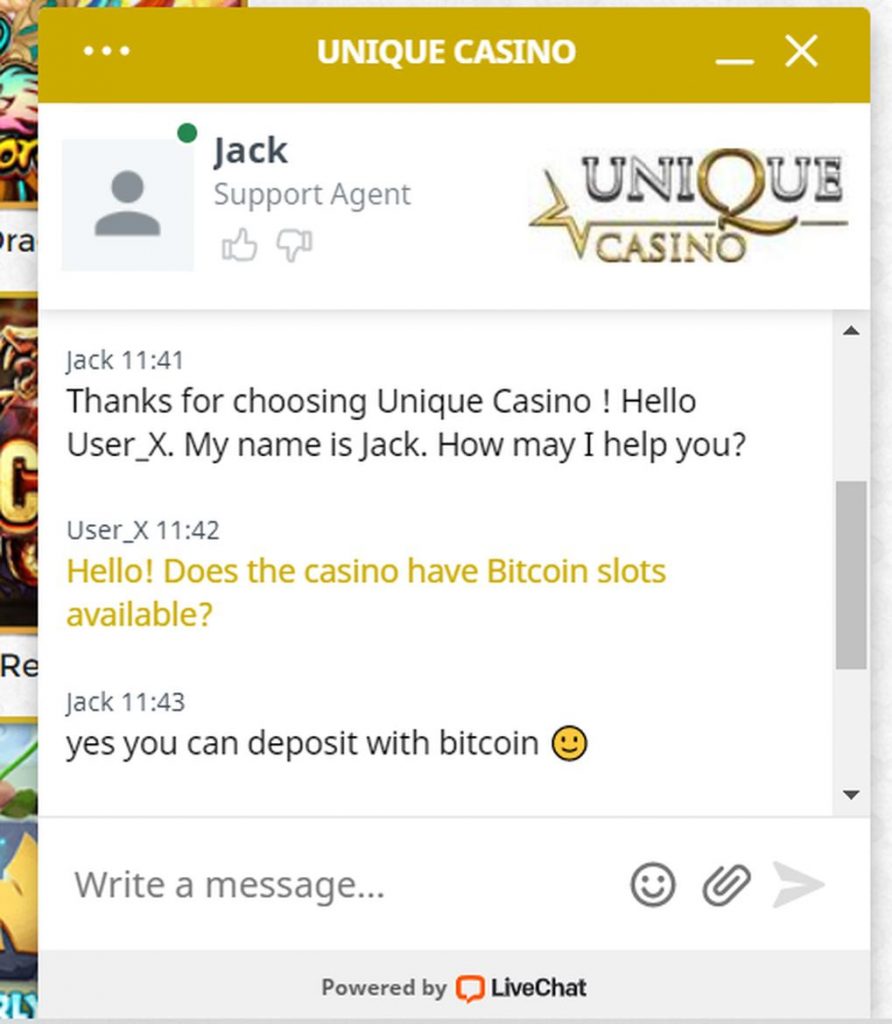 Établir des relations avec Unique Casino 10 Euros