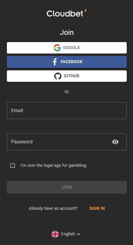 Join using your Google, Facebook, GITHUB accounts