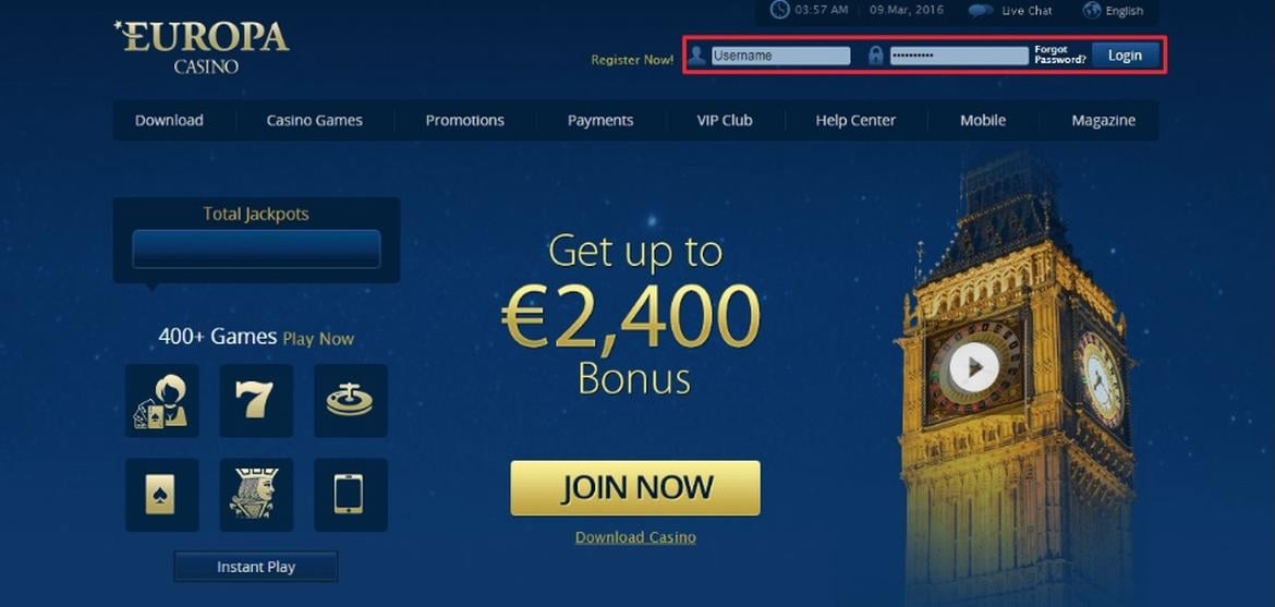Europa Casino Bonus